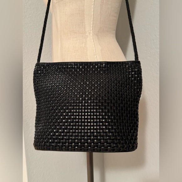 Vintage Cem Black Leather Woven Crossbody Bag - Picture 9 of 9
